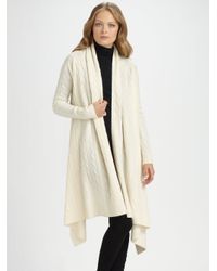 Ralph Lauren Blue Label | Natural Wool and Cashmere Cable-knit Wrap Cardigan | Lyst