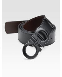 Ferragamo | Black Reversible Enamel Gancini Buckle Belt for Men | Lyst