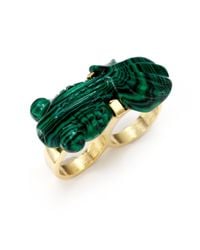 Kara Ross | Green Malachite Fish Double Knuckle Ring | Lyst