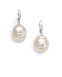 Majorica | 16mm White Baroque Pearl Sterling Silver Drop Earrings | Lyst