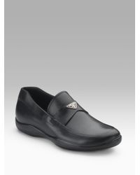 Prada | Black Logo Loafers for Men | Lyst