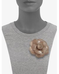 St. John | Natural Patent Leather Flower Pin | Lyst