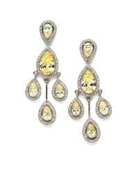 CZ by Kenneth Jay Lane | Metallic Pearshaped Frame Chandelier Earrings | Lyst