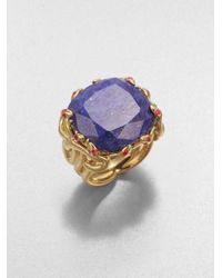 Elizabeth and James | Metallic Lapis and Ruby Snake Ring | Lyst