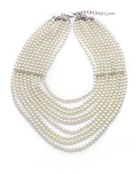 Kenneth Jay Lane | Natural Multistrand Faux Pearl Bib Necklace | Lyst