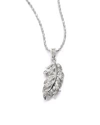 Sydney Evan | White Diamond Small Feather Necklace | Lyst