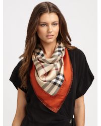 Burberry | Natural Silk Brogue Haymarket Scarf | Lyst