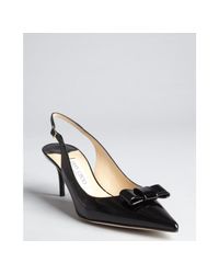 choo jimmy slingback pointed mara pumps toe patent bow leather lyst browse stores