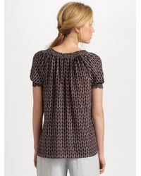 Joie | Black Masha Owl-print Silk Top | Lyst