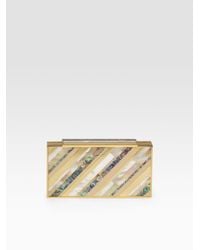 Judith Leiber | Metallic Striped Mother Of Pearl Clutch | Lyst