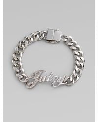 Juicy Couture | Metallic Signature Script Id Bracelet | Lyst