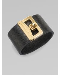 Marc By Marc Jacobs | Black Turnlock Leather Cuff Bracelet | Lyst