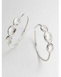 Ippolita | Metallic Rock Candy Clear Quartz & Sterling Silver Three-Stone #3 Hoop Earrings/1.5 | Lyst