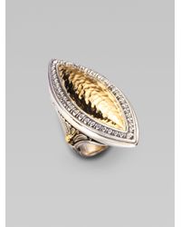 Konstantino | Metallic 18k Yellow Gold Sterling Silver Hammered Ring | Lyst
