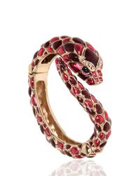 Roberto Cavalli | Pink Snake Swarovski Metal Bracelet | Lyst