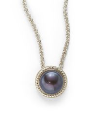 Slane | Metallic Tahitian Button Pearl Sterling Silver Pendant Necklace | Lyst