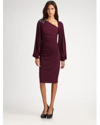 David Meister | Purple Bell Sleeve Jersey Dress | Lyst