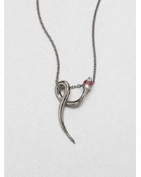 Elizabeth and James | Metallic Embellished Snake Pendant Necklace Rhodium | Lyst