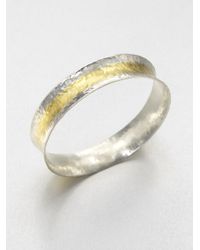 Gurhan | Metallic Sterling Silver & 24k Yellow Gold Bangle Bracelet/striped | Lyst