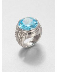 Judith Ripka | Sky Blue Crystal Sterling Silver Cocktail Ring | Lyst