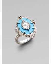 Judith Ripka | Blue Oasis Turquoise, White Sapphire, Crystal & Sterling Silver Oval Cocktail Ring | Lyst