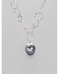 Majorica | Gray 22mm Grey Baroque Pearl Necklace | Lyst