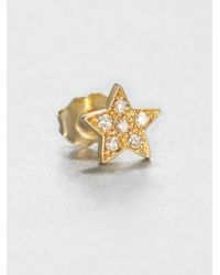 Sydney Evan | White Diamond & 14K Yellow Gold Star Single Stud Earring | Lyst