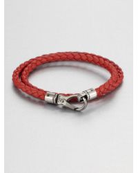 Tod's | Red Leather Double-wrap Bracelet | Lyst