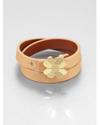 Tory Burch | Natural Shawn Double Wrap Reversible Leather Bracelet | Lyst