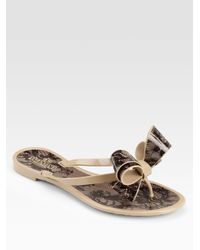 Valentino | Multicolor Lace-print Jelly Thong Sandals | Lyst