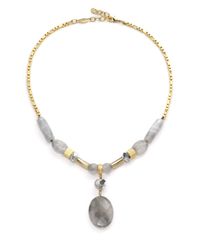 A.V. Max | Gray Quartz Agate Glass Bead Y Necklace | Lyst