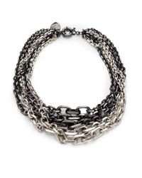 Giles & Brother | Black Graduated Chain Necklace | Lyst