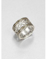John Hardy | Metallic Sterling Silver and 18k Yellow Gold Dot Ring | Lyst