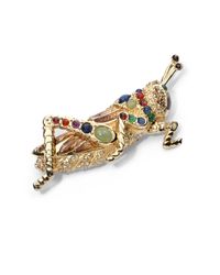Judith Leiber | Metallic Swarovski Crystal Cabochon Grasshopper Pin | Lyst