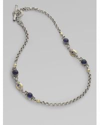Konstantino | Metallic Sterling Silver 18k Gold Iolite 2 Station Necklace | Lyst