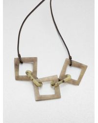 Lafayette 148 New York | Metallic Wood Resinlink Leather Necklace | Lyst