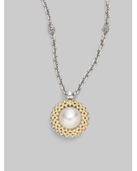 Lagos | Metallic Pearl 18k Gold Sterling Silver Pendant Necklace | Lyst