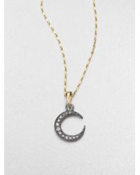 Mizuki | Metallic Sterling Silver 14k Gold Crescent Pendant Necklace | Lyst