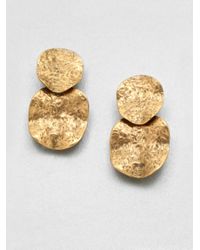 Oscar de la Renta | Metallic Hammered Disc Drop Clipon Earrings | Lyst