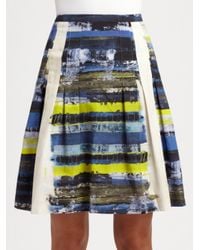 Akris Punto | Blue Graphic Print Pleated Skirt | Lyst
