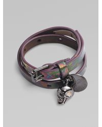 Alexander McQueen | Multicolor Patent Leather Skull Wrap Bracelet | Lyst