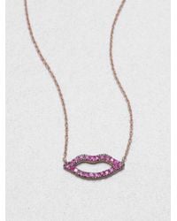 Diane Kordas | Pink Sapphire & 18K Rose Gold Lips Necklace | Lyst