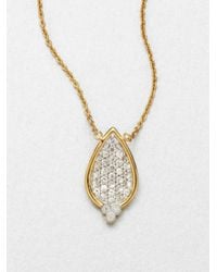 Jude Frances | Metallic White Sapphire Encrusted Pear Pendant Necklace | Lyst