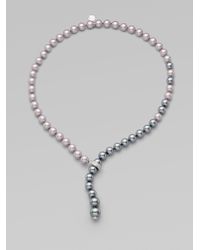 Majorica | Metallic 8mm10mm Round Grey Nuage Tahitian Pearl Lariat Strand | Lyst