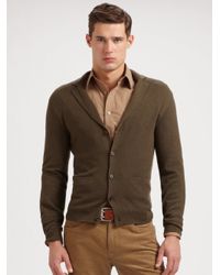 Ralph Lauren Black Label | Green Notch-lapel Cashmere Cardigan for Men | Lyst
