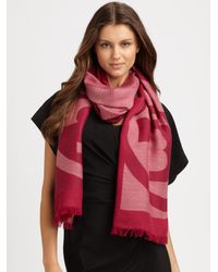 Tory Burch | Pink Reva Wool Scarf | Lyst