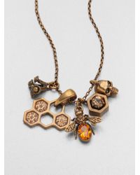 Alexander McQueen | Metallic Skull Bee Cluster Pendant Necklace | Lyst