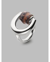 Gucci | Metallic Sterling Silver Bamboo Ring | Lyst