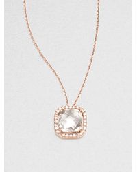 KALAN by Suzanne Kalan | Metallic Blue Chacledony, White Sapphire & 14k Rose Gold Cushion Pendant Necklace | Lyst