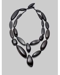Lafayette 148 New York | Brown Wood Bead Layered Necklace | Lyst